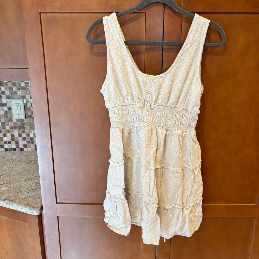 Altar’d State Linen Blend Tiered Smock Mini Dress